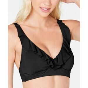 Lauren Ralph Lauren Beach Club Solid Ruffle Underwire Black 6, NWT